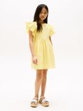 Yellow Textured Fit And Flare Dress  Girls