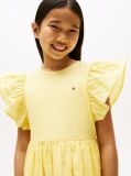 Yellow Textured Fit And Flare Dress  Girls