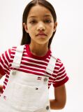 White Logo Embroidery Dungaree Dress  Girls