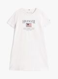 White Sequin Hilfiger Flag T-Shirt Dress  Girls