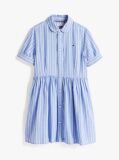 Blue Stripe Short Sleeve Shirt Dress  Girls