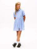 Blue Stripe Short Sleeve Shirt Dress  Girls