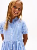 Blue Stripe Short Sleeve Shirt Dress  Girls