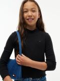 Black Ribbed Extra Slim Mock Neck Top  Girls