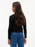 Black Ribbed Extra Slim Mock Neck Top  Girls