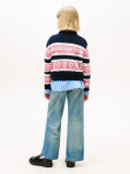 Blue Intarsia Repeat Logo Relaxed Jumper  Girls