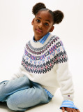 Beige Fair Isle Relaxed Balloon Sleeve Jumper  Girls