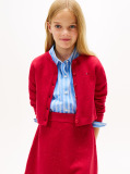 Red Sequin Rib-Knit Slim Cardigan  Girls