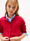 Red Sequin Rib-Knit Slim Cardigan  Girls