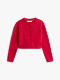 Red Sequin Rib-Knit Slim Cardigan  Girls