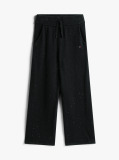 Black Sequin Wide Leg Drawstring Trousers  Girls
