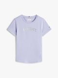 Purple Metallic Logo Slim Crew Neck T-Shirt  Girls