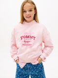 Pink Flock Logo Terry Crew Neck Sweatshirt  Girls