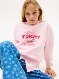Pink Flock Logo Terry Crew Neck Sweatshirt  Girls