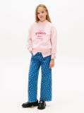 Pink Flock Logo Terry Crew Neck Sweatshirt  Girls