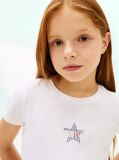 Άσπρο Extra Slim T-Shirt Με Σημαία Αστέρι  Κορίτσια