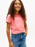 Ροζ Slim Βαμβακερό T-Shirt Με Κεντητό Λογότυπο  Κορίτσια