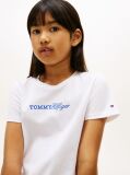 White Logo Embroidery Slim Vintage Jersey T-Shirt  Girls