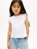 White Crossover Back Seersucker Sleeveless Shirt  Girls