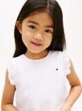 White Crossover Back Seersucker Sleeveless Shirt  Girls