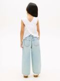 White Crossover Back Seersucker Sleeveless Shirt  Girls