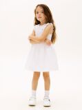 White Open Back Seersucker Fit And Flare Dress  Girls