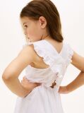 White Open Back Seersucker Fit And Flare Dress  Girls