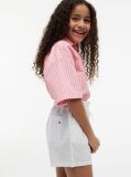 White Mercerised Linen Blend Wide Leg Shorts  Girls