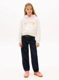 Beige Textured Logo Relaxed Hoody  Girls