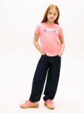 Pink Textured Logo Jersey Crew Neck T-Shirt  Girls