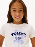 White Floral Flock Logo Slim T-Shirt  Girls