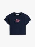 Μπλε T-Shirt Με Κεντητό Σχέδιο Καρδιά Και Λογότυπο  Κορίτσια
