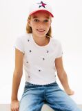 White Star Flag Embroidery Extra Slim Top  Girls