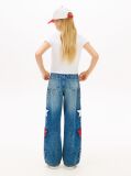 White Star Flag Embroidery Extra Slim Top  Girls