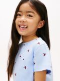 Blue Smiley Heart Flag Print T-Shirt  Girls