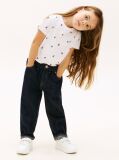 White Smiley Heart Flag Print T-Shirt  Girls
