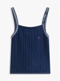 Blue Pointelle Strap Tank Top  Girls