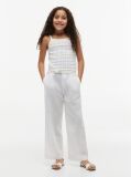 White Belted Wide Leg Linen Blend Trousers  Girls