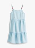 Denim Βαμβακερό Tiered Φόρεμα Με Χάντρες  Κορίτσια