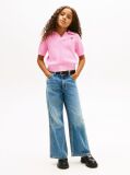 Pink Crochet Open Placket Polo Top  Girls