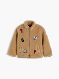 Μπεζ Teddy Τζάκετ Με Varsity Λογότυπο  Παιδί Unisex