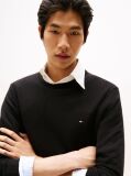Black Crew Neck Flag Embroidery Jumper  Men