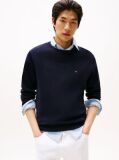 Blue Crew Neck Flag Embroidery Jumper  Men