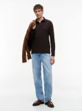 Brown 1985 TH Flex Regular Fit Long Sleeve Polo  Men