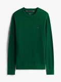 Green Cotton Cashmere Crew Neck Jumper.  Men