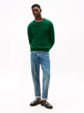 Green Cotton Cashmere Crew Neck Jumper.  Men