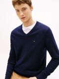 Blue Cotton Cashmere V-Neck Jumper  Men