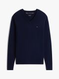 Blue Cotton Cashmere V-Neck Jumper  Men
