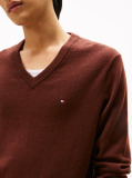 Brown Cotton Cashmere V-Neck Jumper  Men