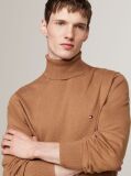 Brown Cotton Cashmere Roll Neck Jumper  Men